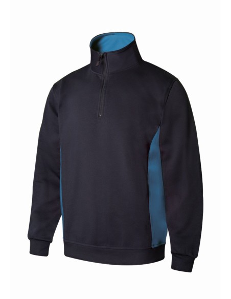 SUDADERA BICOLOR CREMALLERA. A.NAVY/CELESTE TALLA XS-3XL